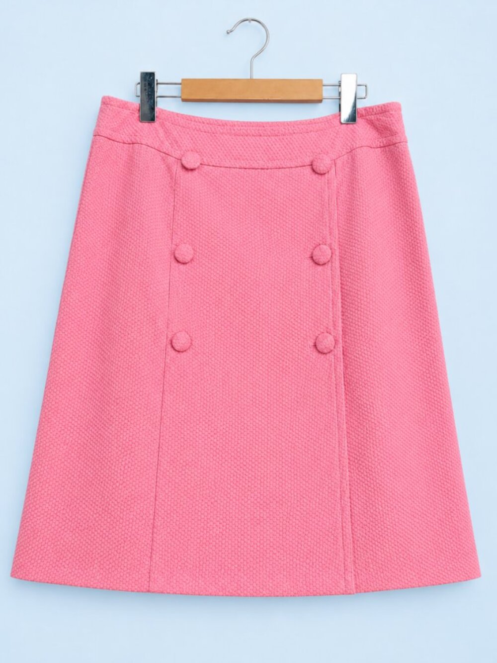 100% Cotton Pink Textured Wrap-Front A-Line Skirt Size 10